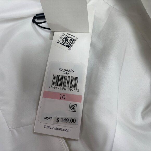 Calvin Klein Womens White Linen No Closure Suit Blazer Jacket Sz 10 - New - Picture 8 of 11